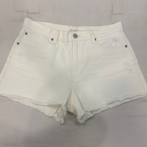Cream denim shorts